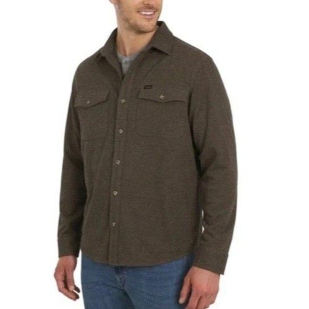 Wrangler Men's Small S Brown Flannel Knit Shirt NWT
